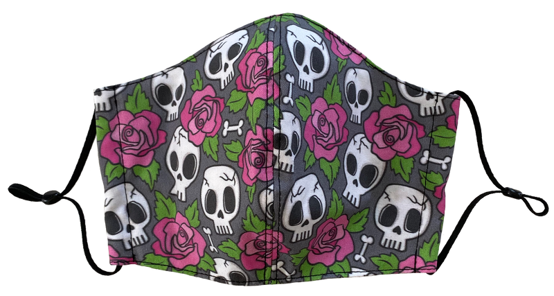 Skulls and Roses Face Cover