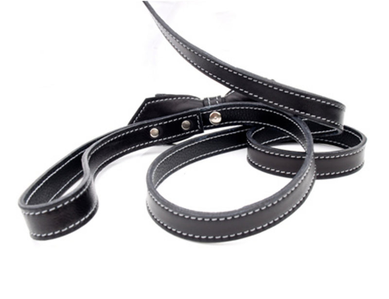 Basic Black Martini Bowtie Leather Dog Leash - LuxeMutt