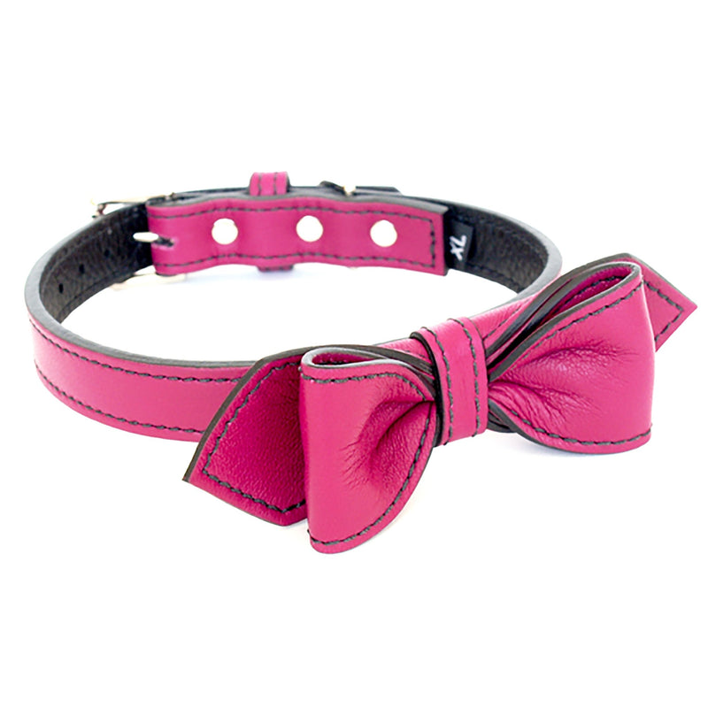 Berry Martini Bowtie Leather Dog Collar