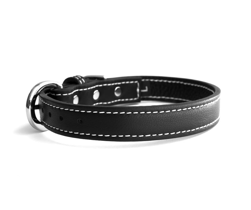 Minimalist Basic Black Leather Dog Collar