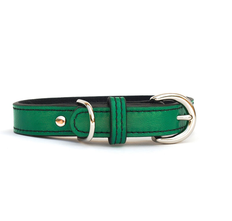 Minimalist Country Club Green Too Leather Dog Collar - LuxeMutt