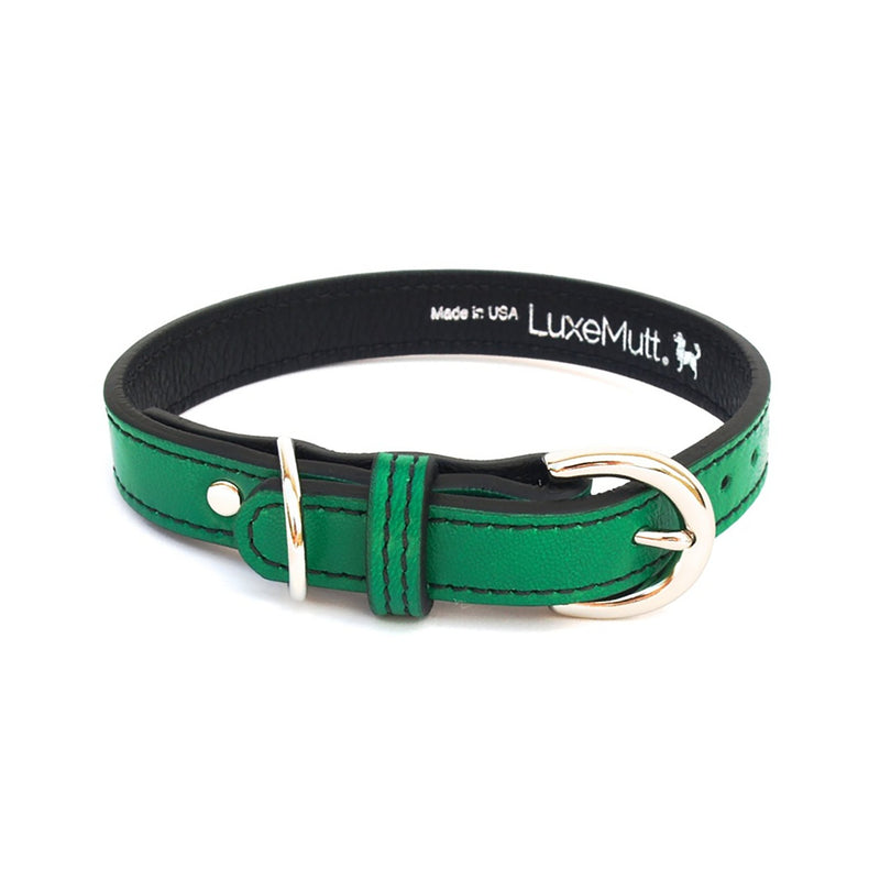 Minimalist Country Club Green Too Leather Dog Collar