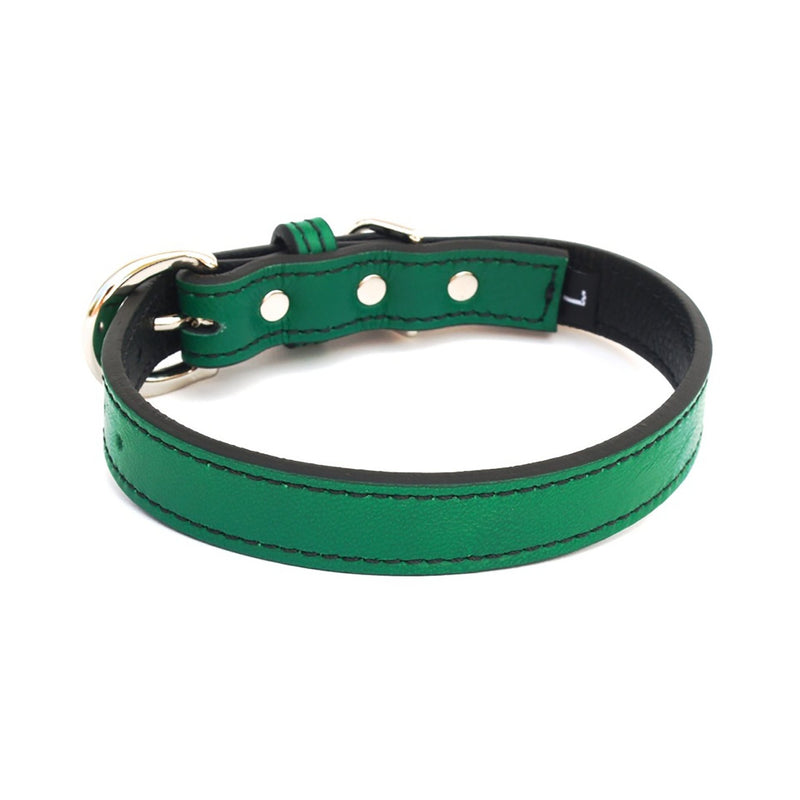Minimalist Country Club Green Too Leather Dog Collar - LuxeMutt