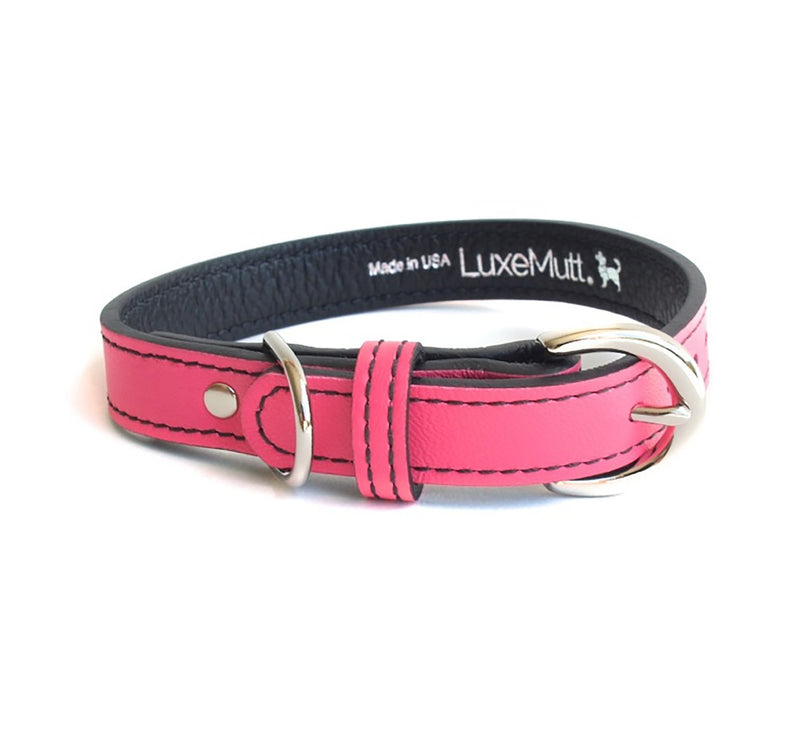 Minimalist LuxeMutt Pink Leather Dog Collar - LuxeMutt