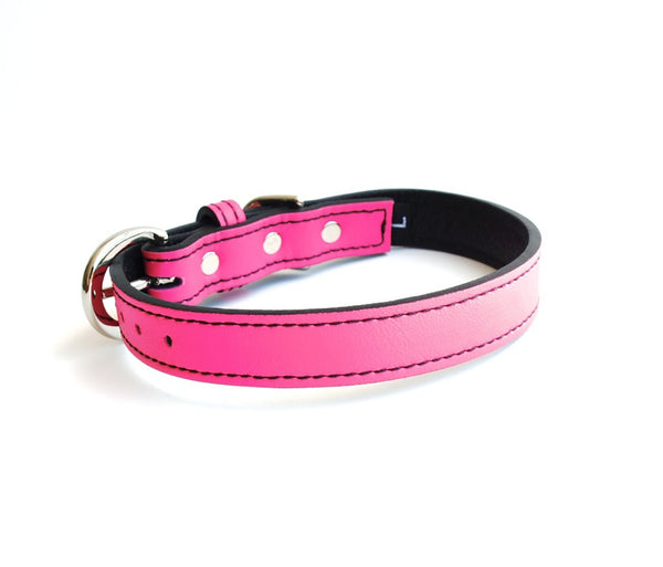 Minimalist LuxeMutt Pink Leather Dog Collar - LuxeMutt