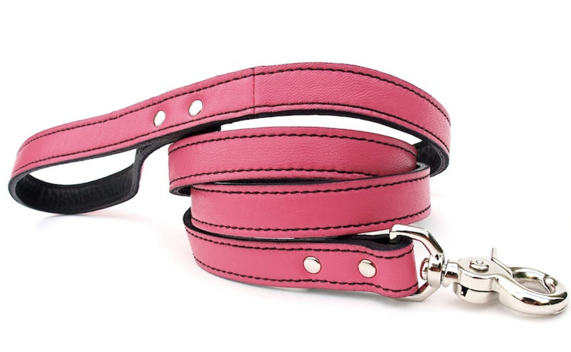 Minimalist LuxeMutt Pink Leather Dog Leash