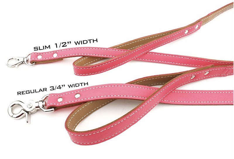 Minimalist Pink Supreme Butterscotch Leather Dog Leash - LuxeMutt