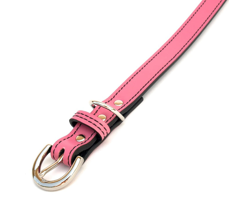 Minimalist Poodle Pink Leather Dog Collar - LuxeMutt