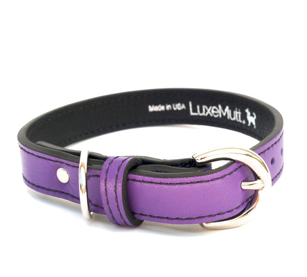 Minimalist Purplicious Leather Dog Collar - LuxeMutt