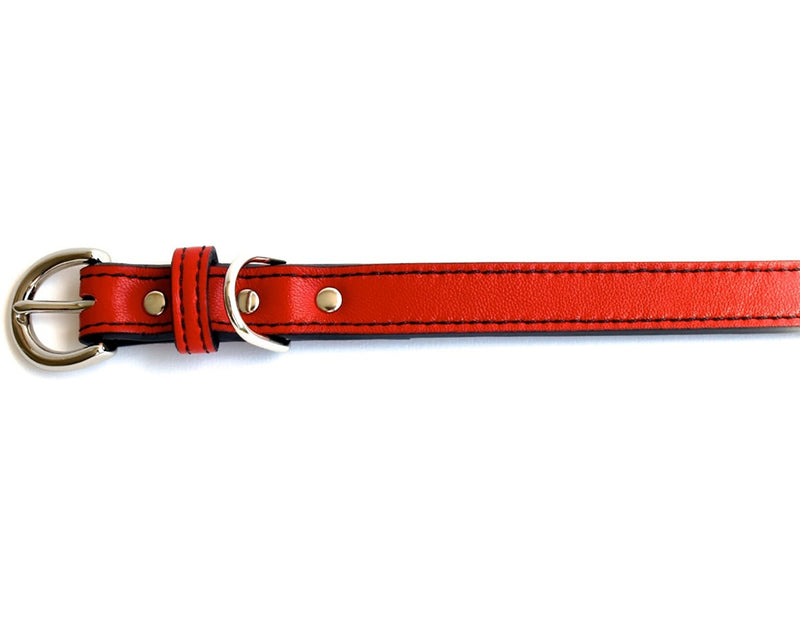 Minimalist Renegade Red Leather Dog Collar