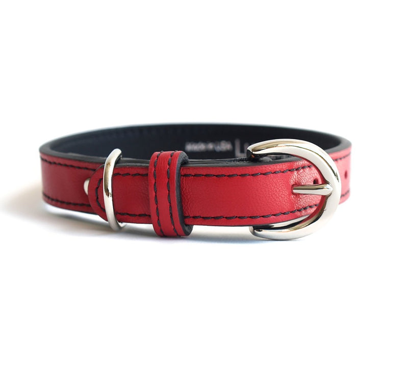 Minimalist Renegade Red Leather Dog Collar