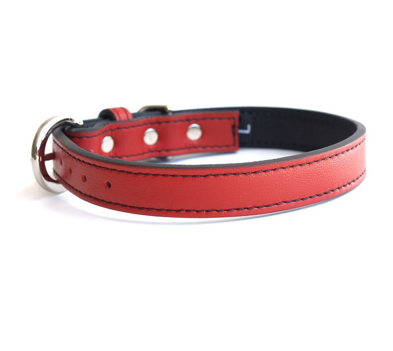 Minimalist Renegade Red Leather Dog Collar