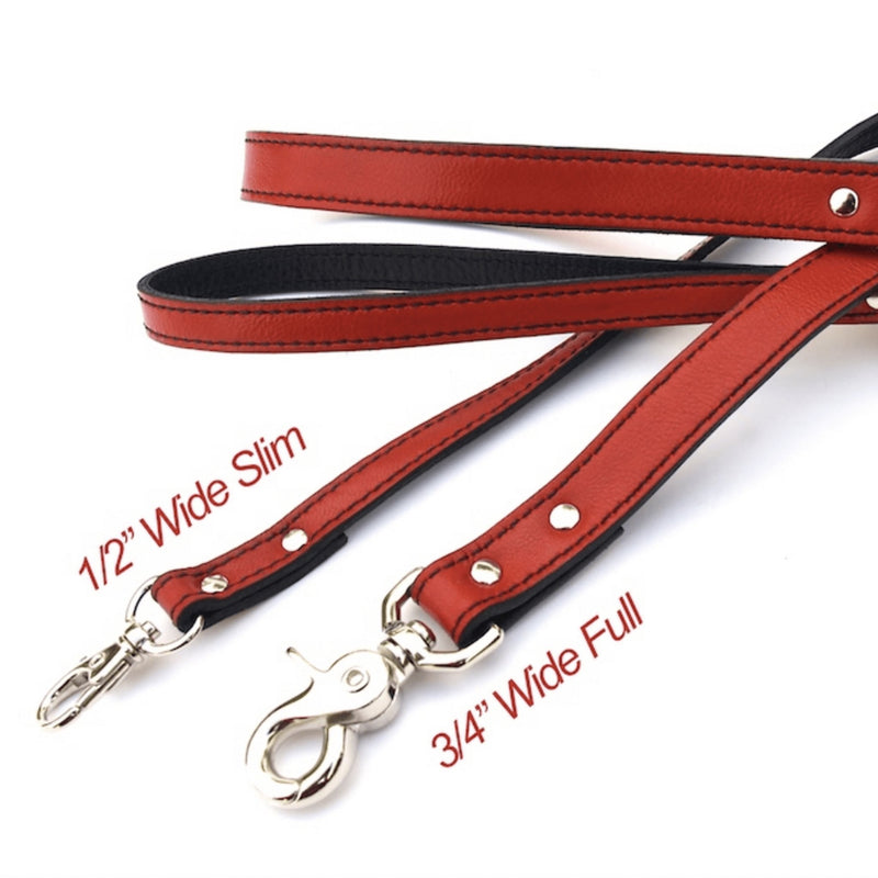 Minimalist Renegade Red Leather Dog Leash - LuxeMutt