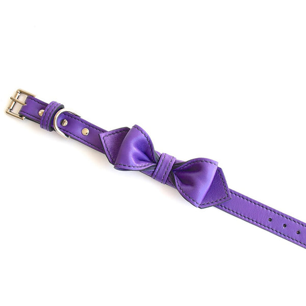 Purple bow deals tie dog collar