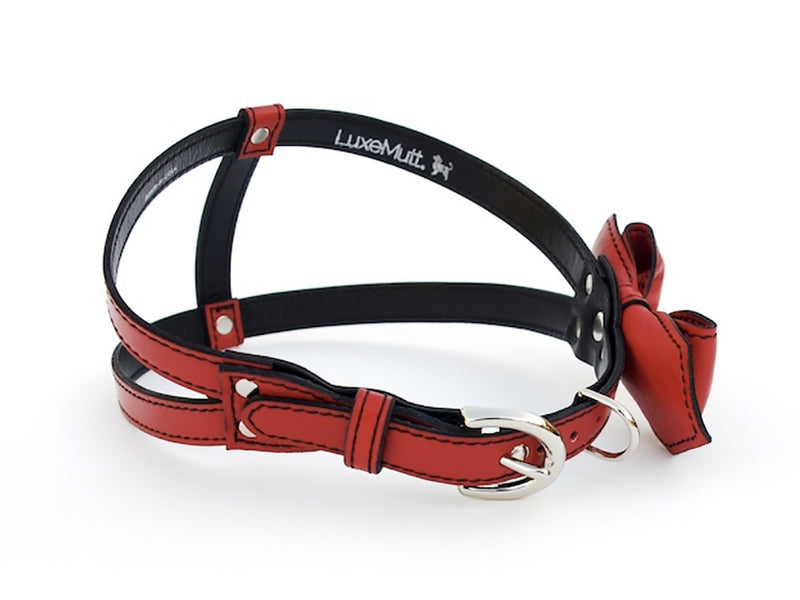 Renegade Red Bowtie Leather Dog Harness
