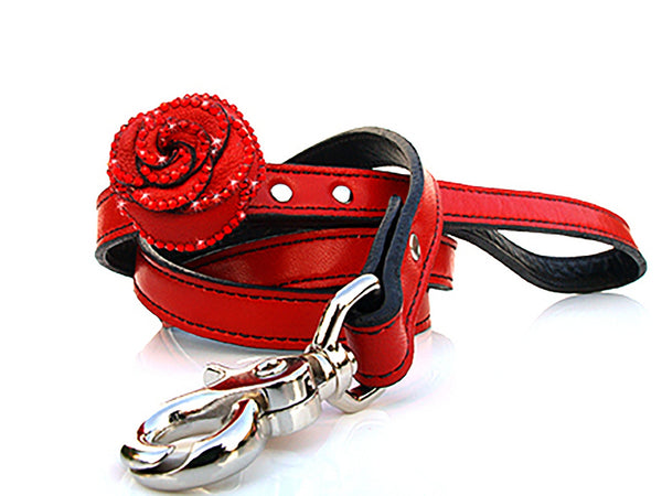 Pink Leather Dog Collar and Leash Set - SUPERSTAR