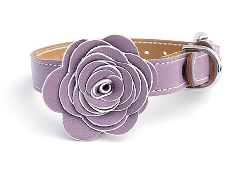 The Flower Child Lavendar Leather Dog Collar