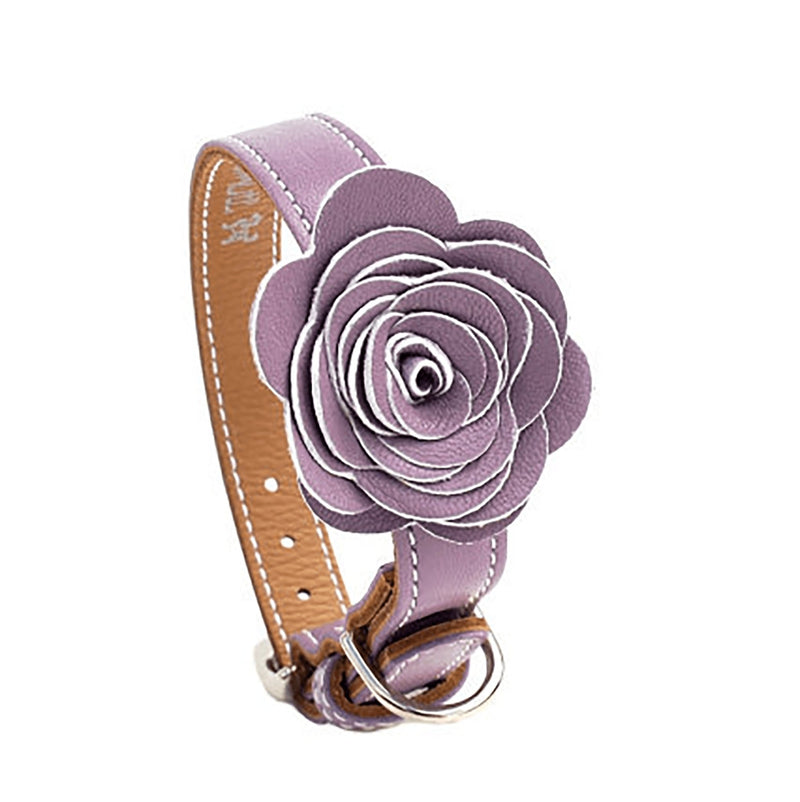 The Flower Child Lavendar Leather Dog Collar