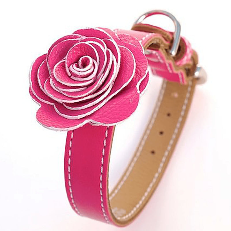 The Flower Child Pink Supreme Leather Dog Collar