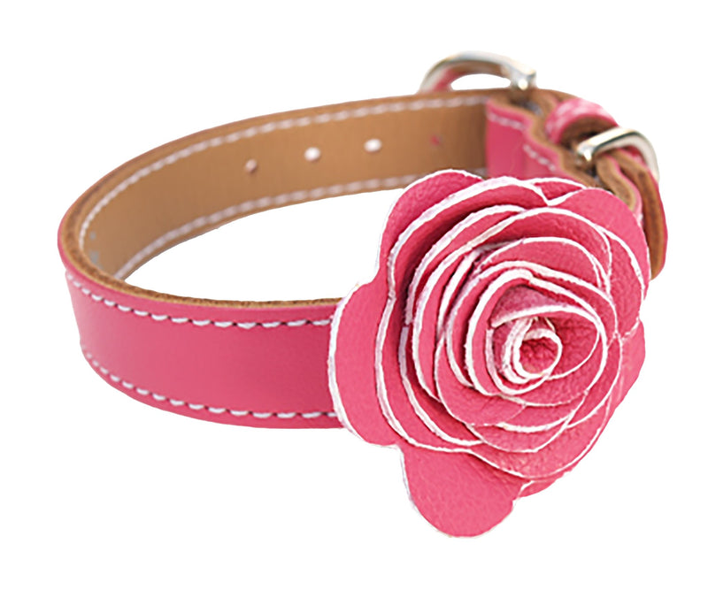 The Flower Child Pink Supreme Leather Dog Collar