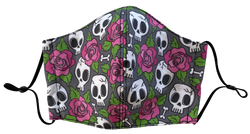 Skulls and Roses Face Cover