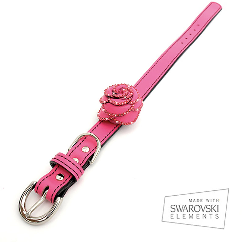 LuxeMutt Pink Rosalicious Leather Dog Collar - LuxeMutt