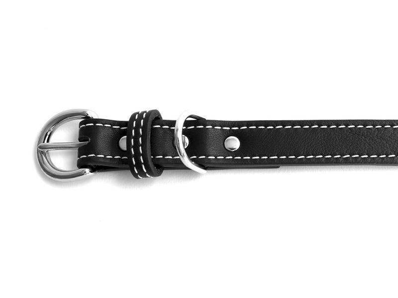Minimalist Basic Black Leather Dog Collar - LuxeMutt