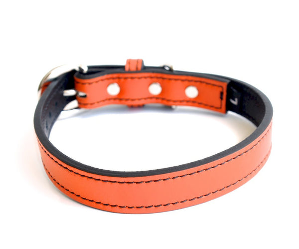 Minimalist California Tangerine Leather Dog Collar - LuxeMutt