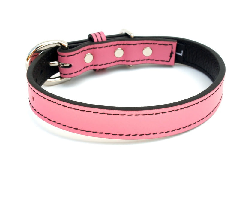 Minimalist Poodle Pink Leather Dog Collar - LuxeMutt