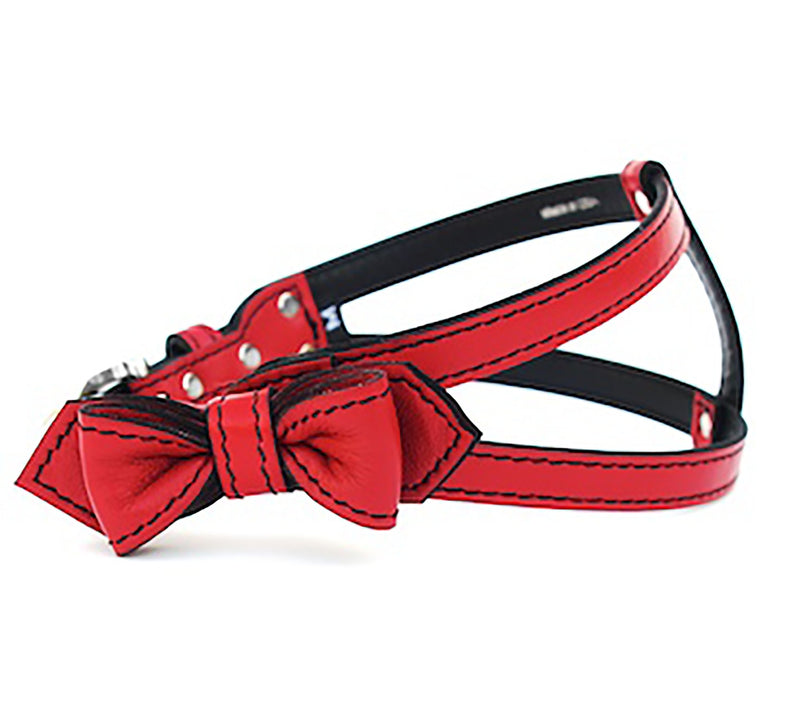 Renegade Red Bowtie Leather Dog Harness