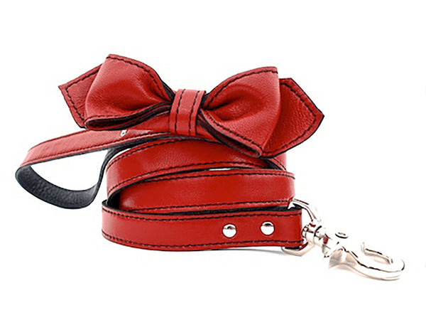 Renegade Red Martini Bowtie Leather Dog Leash - LuxeMutt