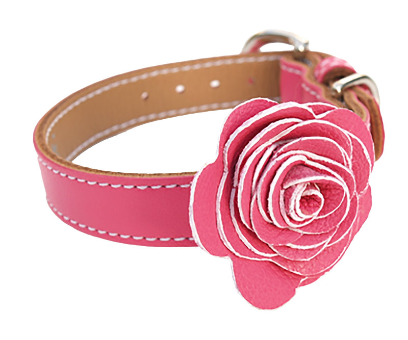 The Flower Child Pink Supreme Leather Dog Collar - LuxeMutt