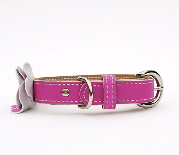 The Flower Child Purple Rain Leather Dog Collar - LuxeMutt