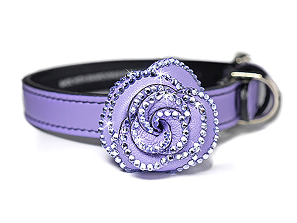 Violet Femme Rosalicious Leather Dog Collar - LuxeMutt